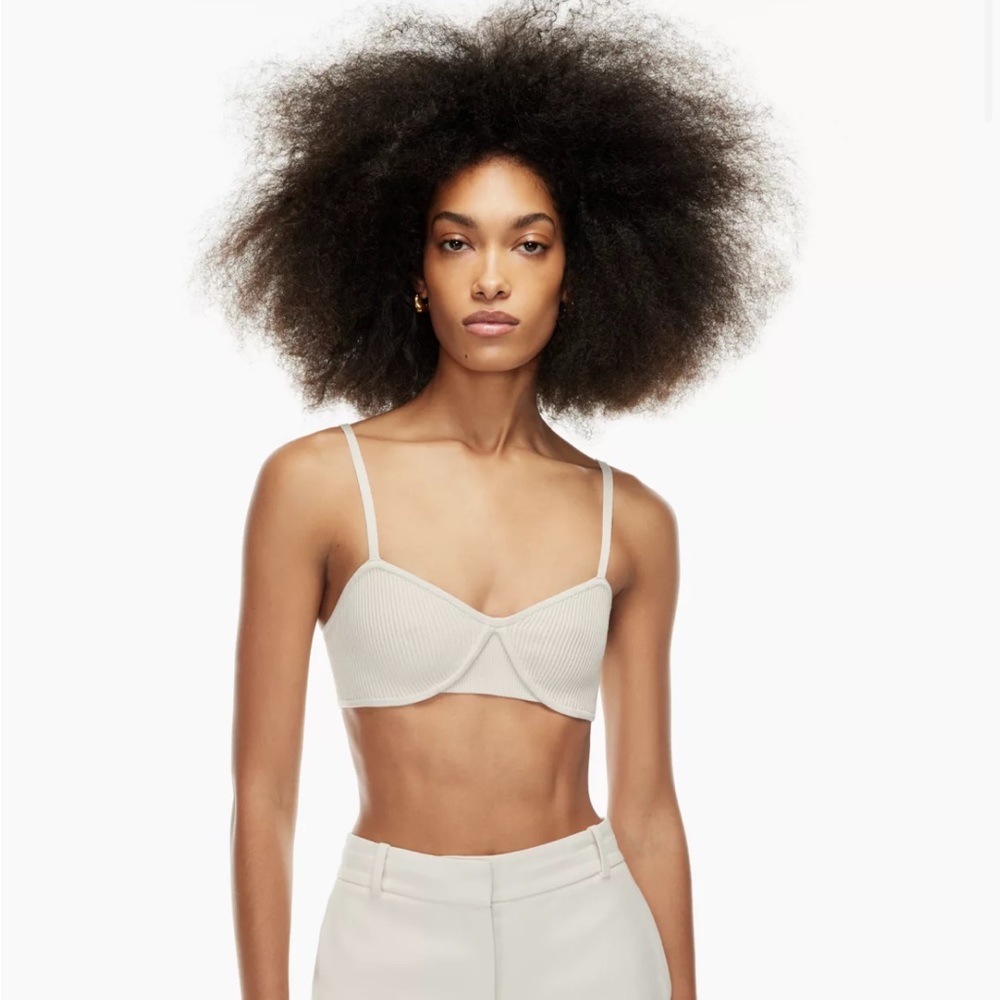 Aritzia babaton sculpt knit bra top matte pearl xs